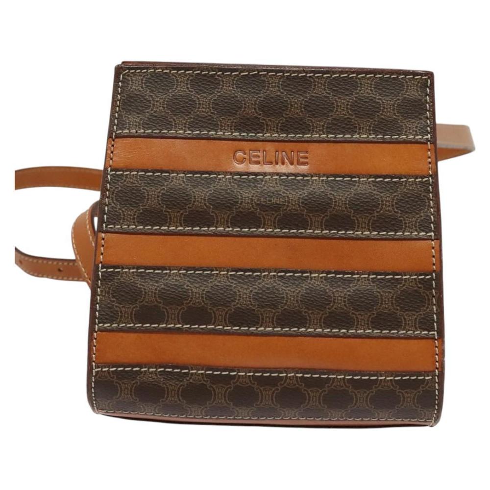 CELINE Macadam Canvas Backpack PVC Leather Brown Gold Auth 124609 - Picture 13 of 16